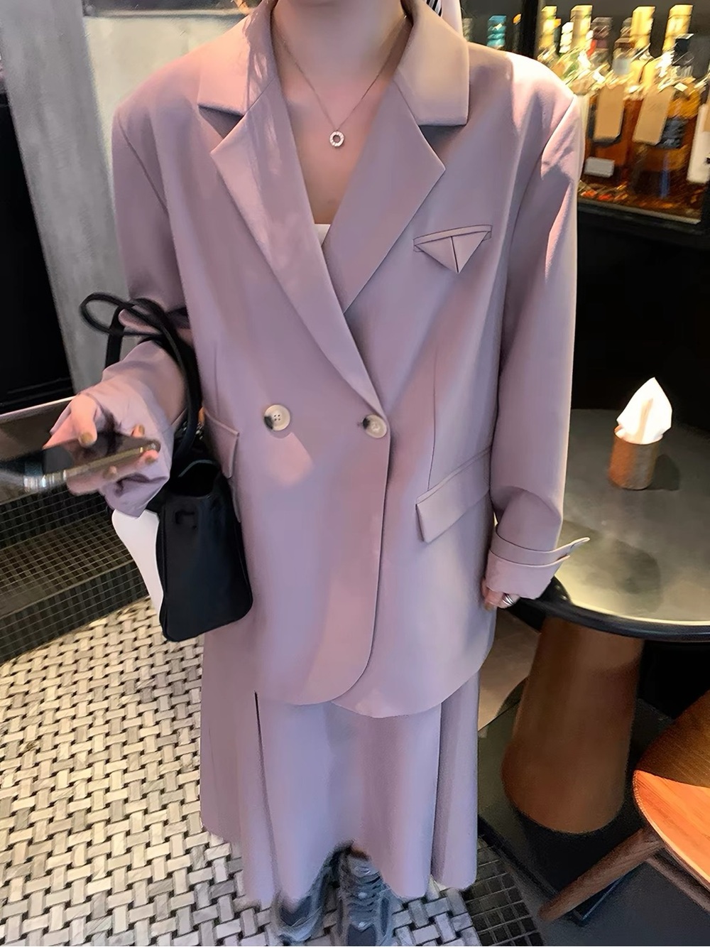Women’s Double-Breasted Blazer Jacket in Light purple